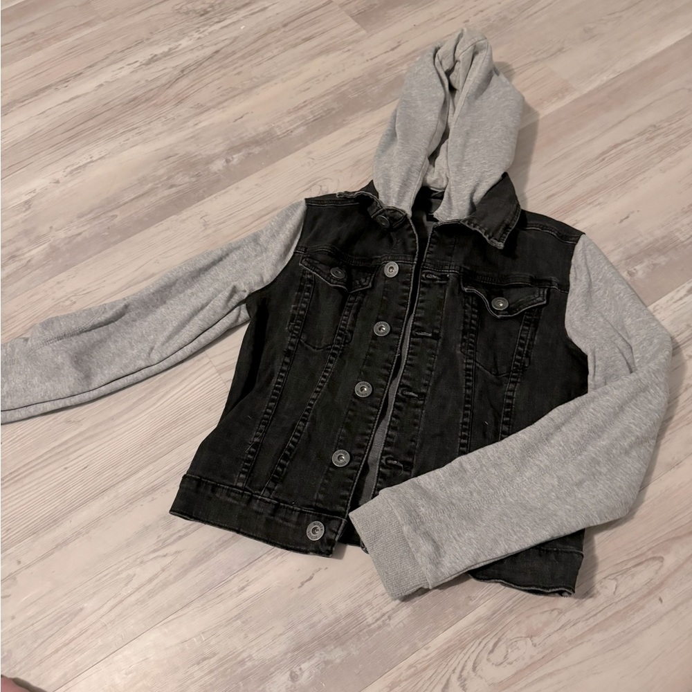 Hudson Black denim removable hoodie jacket